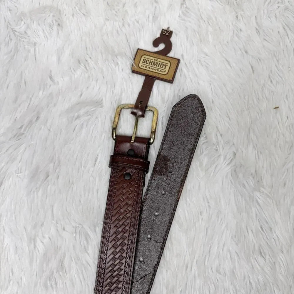 SCHMIDT WORKWEAR / dark brown leather belt / 52 NWT